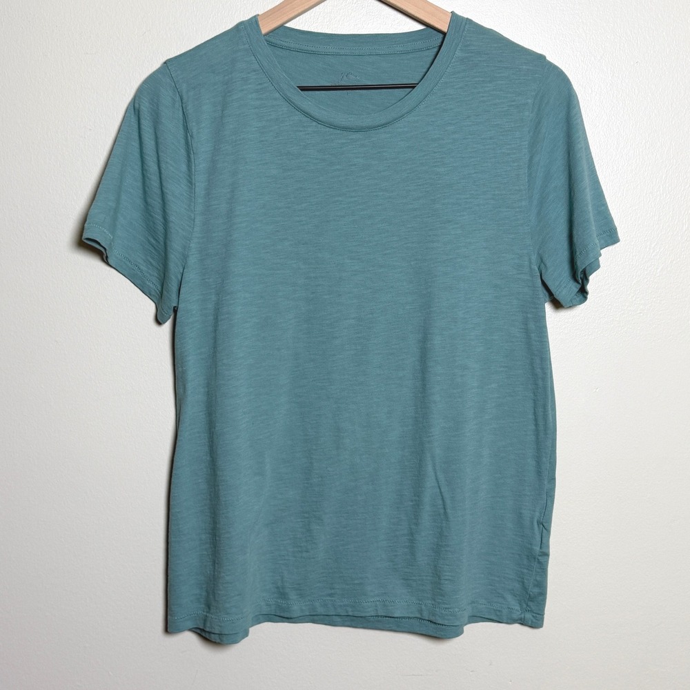 J.Crew Mens Vintage Cotton Crewneck T-Shirt Medium Teal Slub Knit Short Sleeve